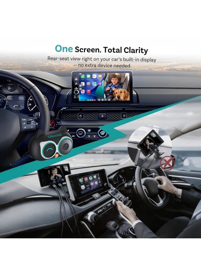 Ottocast Cabin Care Wireless CarPlay Adapter with Baby Monitoring Rear Seat Camera, Plug & Play CarPlay Upgrade, 1080P Wide-Angle Camera, Compatible with Factory CarPlay Vehicles - Image 3